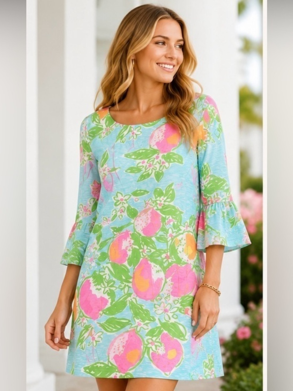 Lilly Pulitzer Citrus Fruit Print Shift Dress Small Pink Resort Vacation Preppy